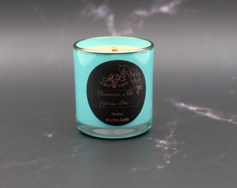 Small Pure Unscented Beeswax Candle in Teal Glass Jar