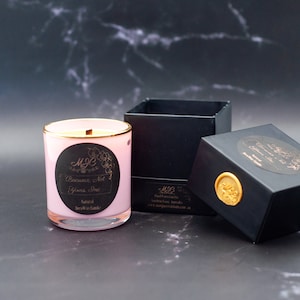 Small Pure Unscented Beeswax Candle in Baby Pink Glass Jar image 3