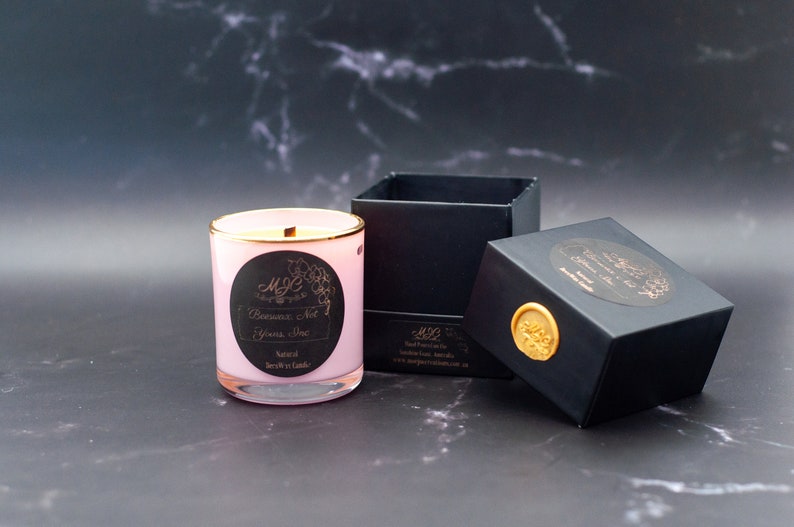 Small Pure Unscented Beeswax Candle in Baby Pink Glass Jar image 3