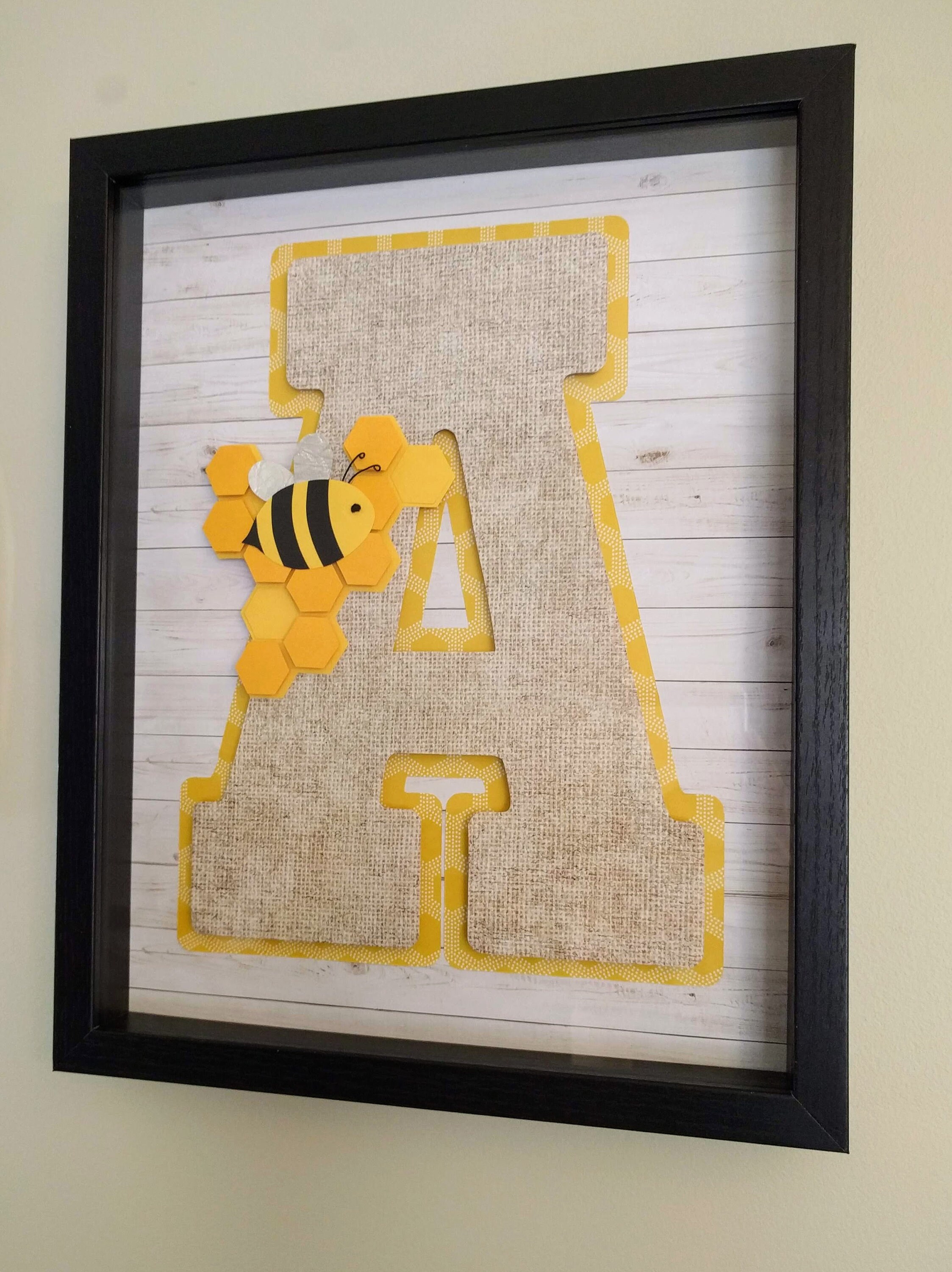 Bee Letter Decorframed Letterhoney Bee Nurserymonogram - Etsy