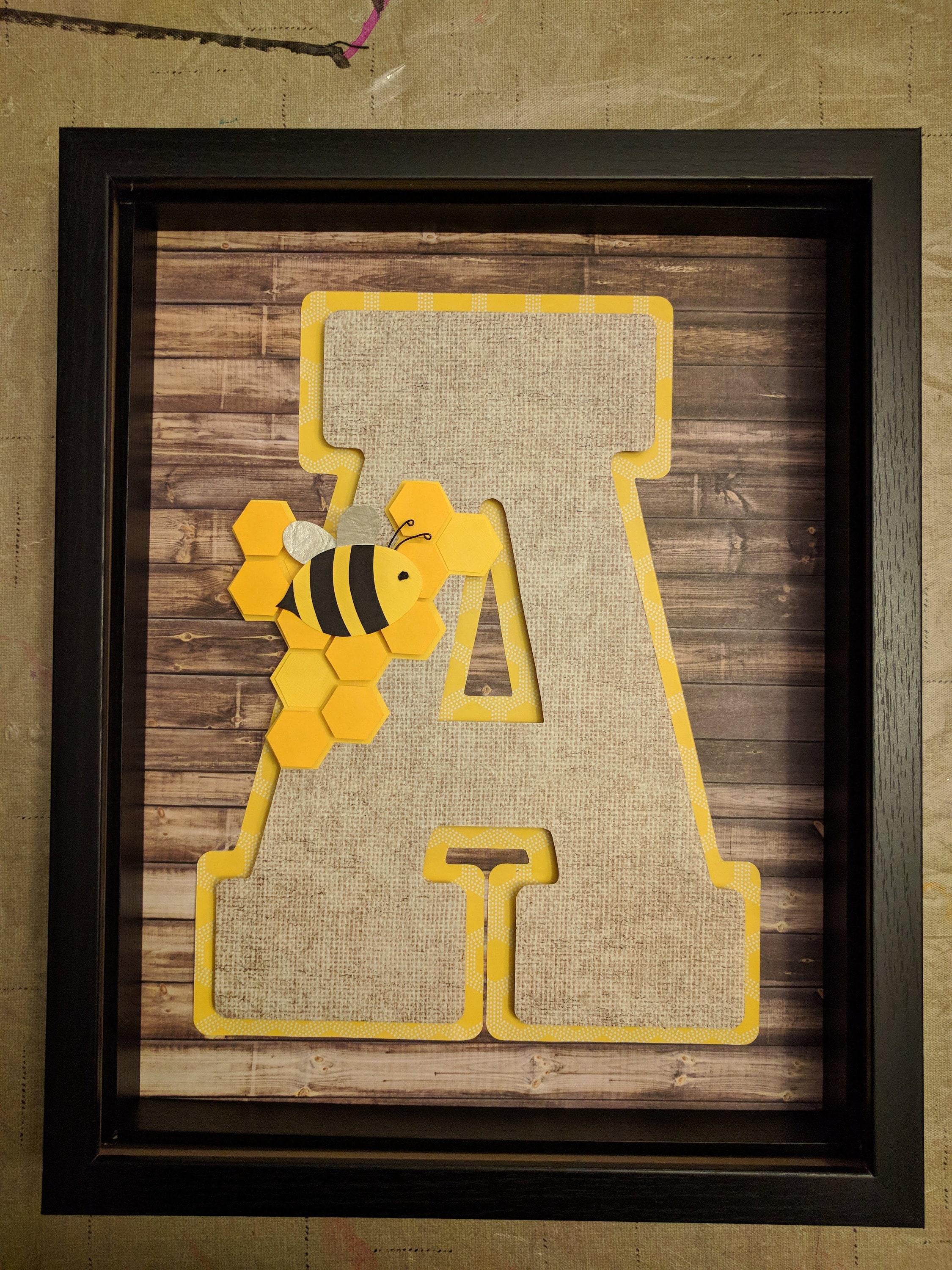 Bee Letter Racks Bee Letter Decorframed Letterhoney Bee Nurserymonogram - Etsy