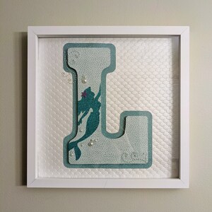 Ariel Letter Decor,Nursery,Mermaid,Framed Letter,Custom Letter,Custom Initial,Personalized Shadow Box Frame,Girls Room Decor,Disney Monogram