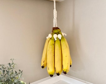 Banana Bunch Hanger with Hook | Macrame Banana Holder | Handmade Kitchen Decor | Farmhouse Kitchen | Homesteading | Fruit Storage Solution