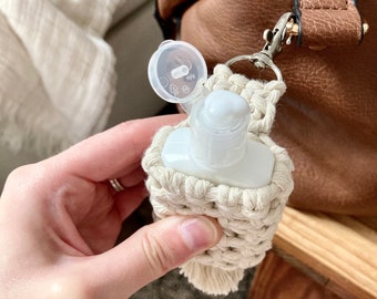 SPF Lotion Pouch Keychains | Travel Sunscreen Holder | Travel Hand Sanitizer Pouch | Macrame Keychain | Bath and Body Works Accessories |1oz