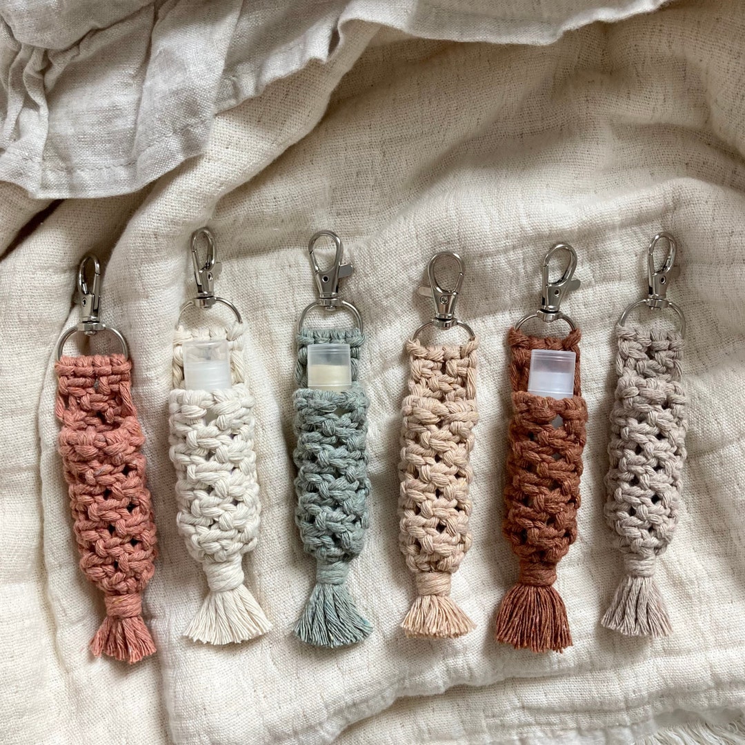 Lip Balm Holder Macrame Keychain Boho Keychain Birthday Gift Gift for