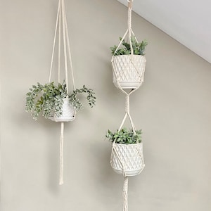 Custom Double Plant Hangers | Triple Plant Holder | Create Your Own Macrame Plant Hanger | Recycled Cotton Macrame | Modern Plant Hanger