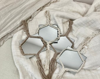 Mini Mirror Macrame Hanger | Boho Home Decor | Handmade Decor | Small Mirror | Mirror Holder | Makeup Mirror | Mirror INCLUDED
