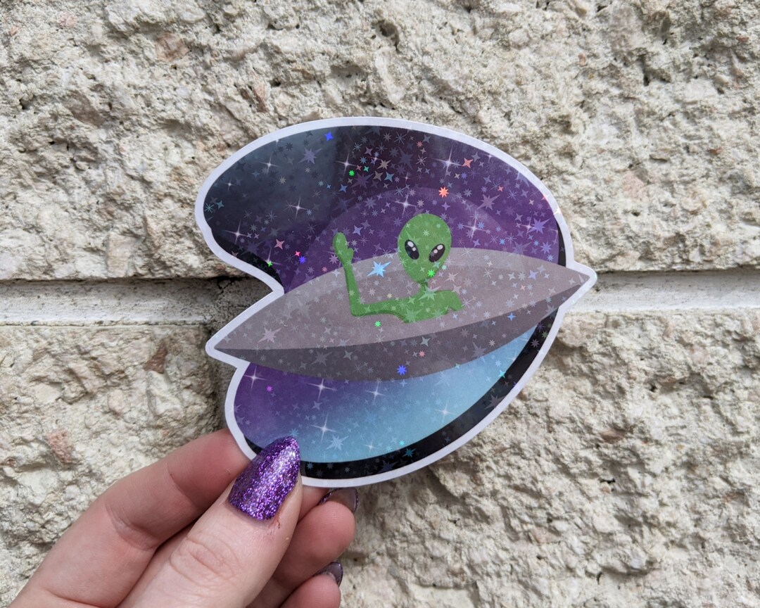 Alien UFO HOLOGRAPHIC STICKER - Etsy