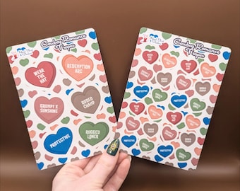 Hojas de pegatinas de corazones de conversación sobre tropos de romance de vaqueros