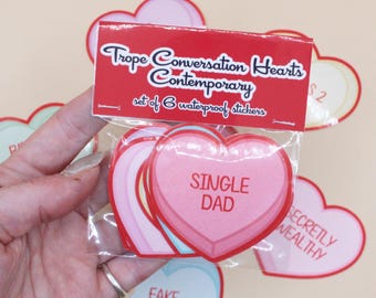 Paquete de pegatinas con temática de romance contemporáneo: Corazones de conversación