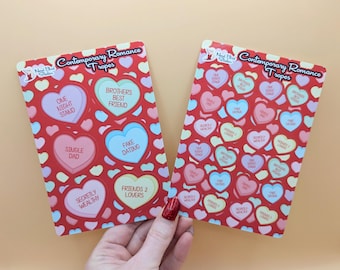 Hojas de pegatinas de corazones de conversación de tropos de romance contemporáneo