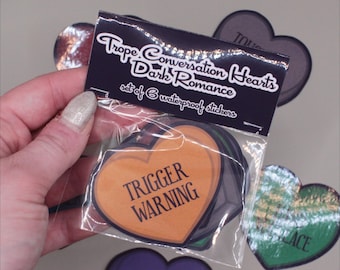 Paquete de pegatinas de corazones con mensajes de romance oscuro
