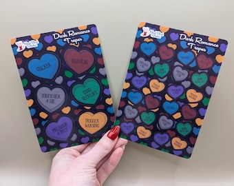 Hojas de pegatinas de corazones de conversación de tropos de romance oscuro