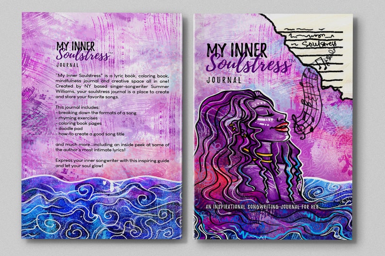 Hardcover, Journal, Mermaid, Purple, Soulstress, Inspirational, Music, Songwriting Journal, Lyrics, Notebook, Gift for Her Girls Women image 1