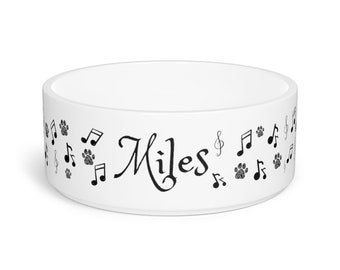 Personalised, Custom, Music, Dog, Cat, Ceramic Bowl, Christmas Gift for Pet