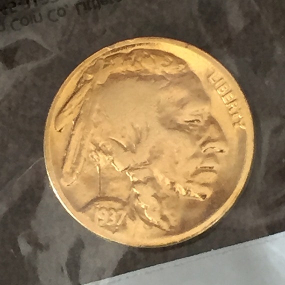 Gold Plated 1937-P Indian Head Buffalo Nickel