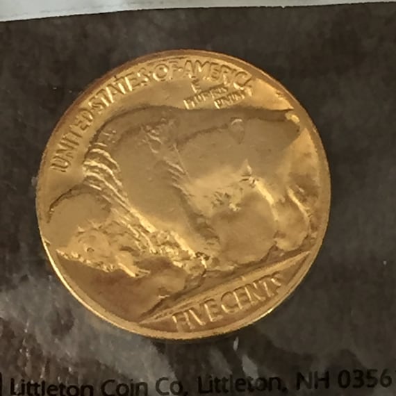 Gold Plated 1937-P Indian Head Buffalo Nickel