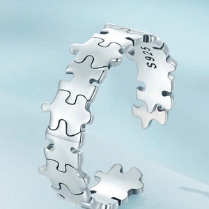 Autism Mom Puzzle Piece Adjustable Silver Ring 925 LIMITED STOCK Great Gift