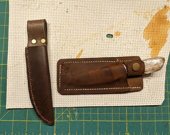 Custom Leather Knife Sheath/tooled American Flag Leather Knife Sheath ...