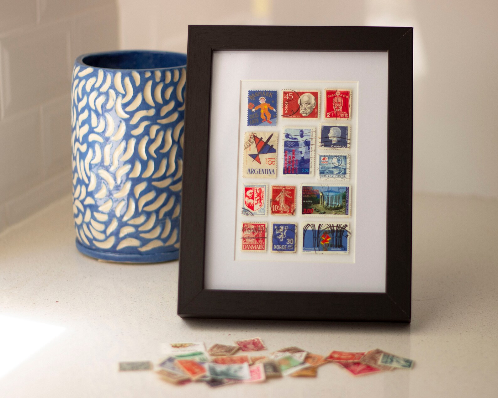 Vintage Postage Stamps in Black Frame - Etsy
