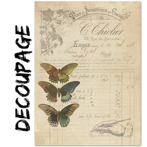 Large Decoupage Paper - 20 x 30&quot; - Butterfly Trio -  Furniture Decoupage - with Instructions