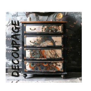 Large Decoupage Paper - 23.4&quot;x 33.1&quot; - PEACOCK -  Steampunk - with Instructions - Redesign with Prima