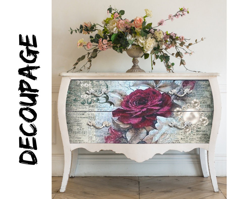 Large Decoupage Paper 20 X 30 Victorian Red Rose - Etsy