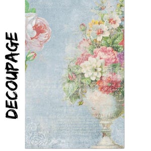Large Decoupage Paper - 20 x 30&quot; - Distressed Flowers and Script -  with Instructions