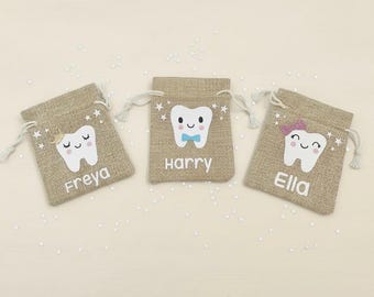 Personalised Tooth Fairy Bag, Custom Name Tooth Pouch, Kids Tooth Fairy Keepsake, Lost Tooth Gift, Tooth Fairy Pillow Alternative, Tooth Bag