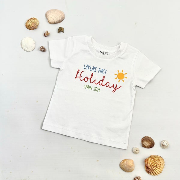 Camiseta personalizada de las primeras vacaciones / Primer recuerdo de las vacaciones del bebé / Primera camiseta para niños pequeños de las vacaciones / Mis primeras vacaciones / Hito del bebé