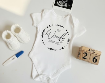 Personalised Pregnancy Announcement Baby Vest | Custom Surname Baby Bodysuit | Baby Due Date Announcement Outfit | Pregnancy Reveal Gift