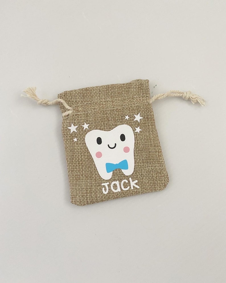 Personalised Tooth Fairy Bag Tooth Fairy Treat bag Hessian Tooth Fairy Bag Tooth Fairy bag for girls Tooth Fairy Bag for boys image 5