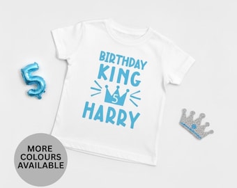 Personalised Birthday King T Shirt | Custom Name & Age Birthday Shirt for Boys | Birthday Boy Outfit | Kids Birthday Party Shirt