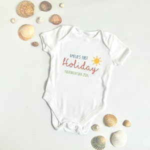 Personalised First Holiday Baby Vest | Baby’s First Holiday Keepsake | First Holiday Toddler Top | My First Holiday | Baby Milestone