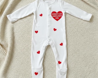 Personalized Baby's First Valentine's Day Sleepsuit | Custom Valentines Pyjamas | New Baby Gift | Mummy’s Little Valentine