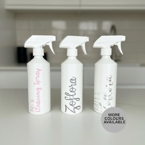 Personalised Cleaning Spray Bottles | Custom Cleaning Bottle Set | Refillable Kitchen Spray | Minimalist Cleaning Labels | Housewarming Gift