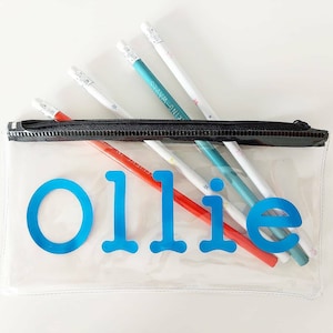 名入れペンケース | 透明PVCペンケース | 新学期ギフト | 名前入り学校用ペンケース | 名前入り文房具ケース