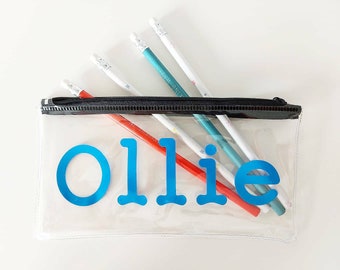 Personalised Pencil Case | Clear PVC Pencil Case | Back To School Gift | School Pencil Case With Name | Name Stationary Case