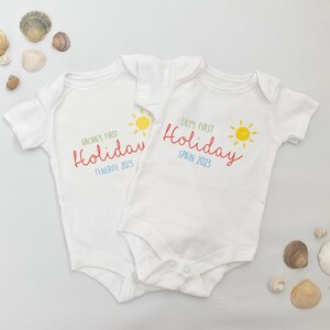 Personalised First Holiday Baby Vest | Baby’s First Holiday Keepsake | First Holiday Toddler Top | My First Holiday | Baby Milestone