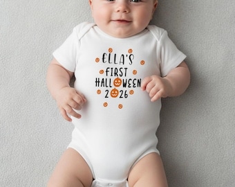Personalised Baby's First Halloween Vest | Custom Unisex Costume | Pumpkin Bodysuit | Newborn Milestone Gift