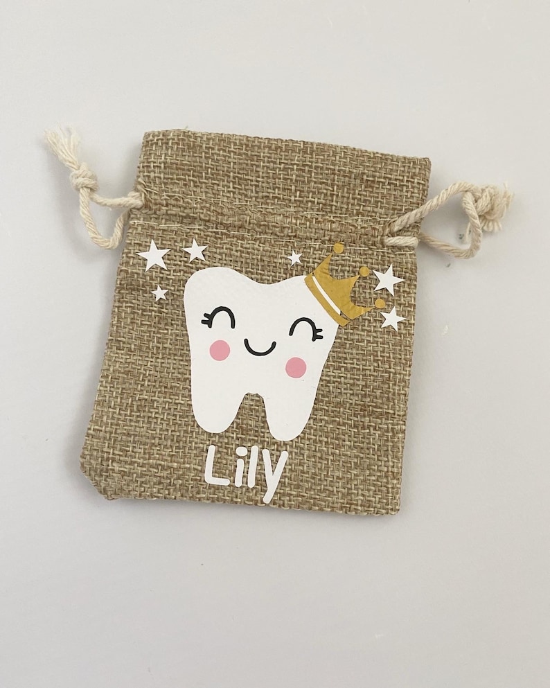 Personalised Tooth Fairy Bag Tooth Fairy Treat bag Hessian Tooth Fairy Bag Tooth Fairy bag for girls Tooth Fairy Bag for boys image 6