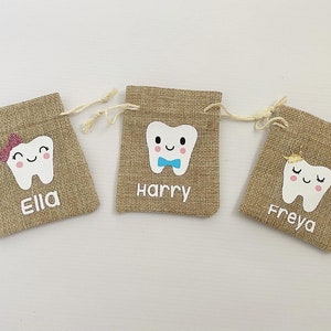 Personalised Tooth Fairy Bag Tooth Fairy Treat bag Hessian Tooth Fairy Bag Tooth Fairy bag for girls Tooth Fairy Bag for boys image 3