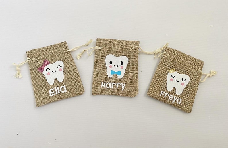 Personalised Tooth Fairy Bag Tooth Fairy Treat bag Hessian Tooth Fairy Bag Tooth Fairy bag for girls Tooth Fairy Bag for boys image 3