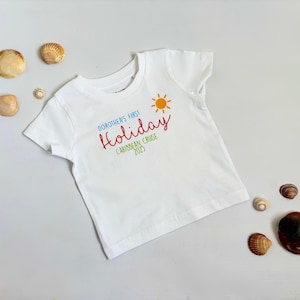 Personalised First Holiday Tshirt | Baby’s First Holiday Keepsake | First Holiday Toddler Top | My First Holiday | Baby Milestone