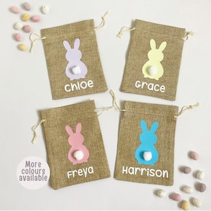 Personalised Easter bag | Easter treat bag for children | Easter bunny hessian egg bag | Easter Hamper Filler