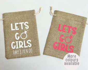 Personalised Hessian Hen Party Favor Bag | Bridal Shower Gift | Hen Party Accesories | Hen Party Gift Bags