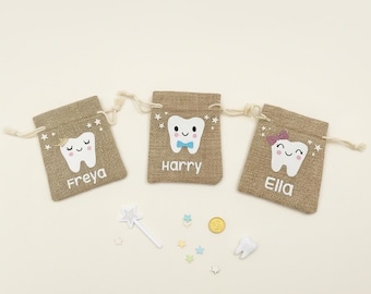 Personalised Tooth Fairy Bag | Tooth Fairy Treat bag | Hessian Tooth Fairy Bag | Tooth Fairy bag for girls | Tooth Fairy Bag for boys |