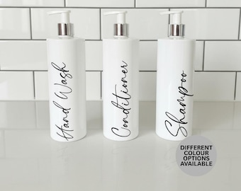 Personalised White Pump Bottles | Mrs Hinch Inspired Bathroom Set | White Shampoo Pump Bottle | Shampoo and Conditioner Bottle Set