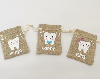 Bolsa de hada de los dientes personalizada / Bolsa de regalo de hada de los dientes / Bolsa de hada de los dientes de Hessian / Bolsa de hada de los dientes para niñas / Bolsa de hada de los dientes para niños /