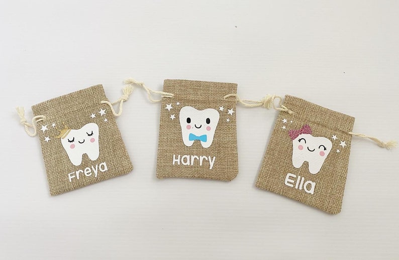 Personalised Tooth Fairy Bag Tooth Fairy Treat bag Hessian Tooth Fairy Bag Tooth Fairy bag for girls Tooth Fairy Bag for boys image 1